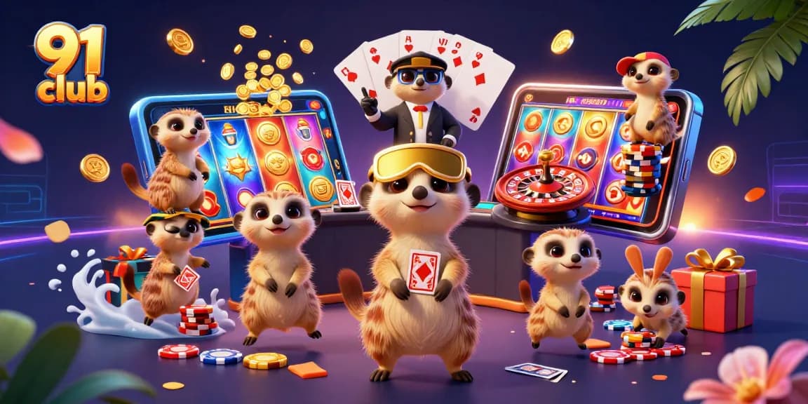 Join the excitement at 91 club as meerkats run a vibrant casino operation.