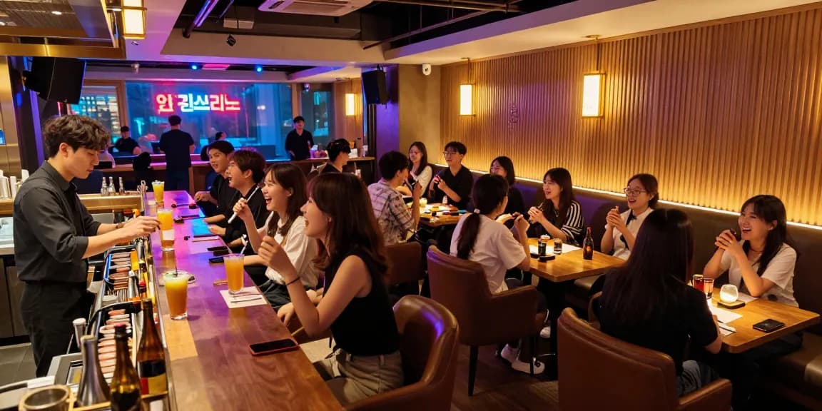 인천쓰리노에서 즐거운 시간을 보내는 손님들과 화려한 조명이 어우러진 밤의 풍경