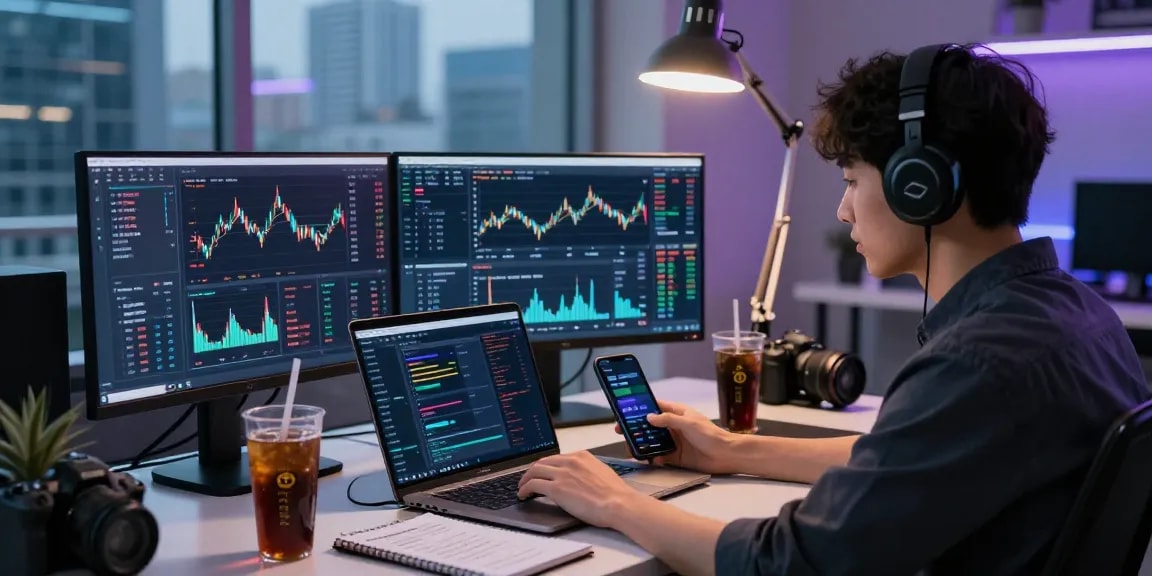 Experience real-time trading with 업투익스체인지 in a modern cryptocurrency workspace.