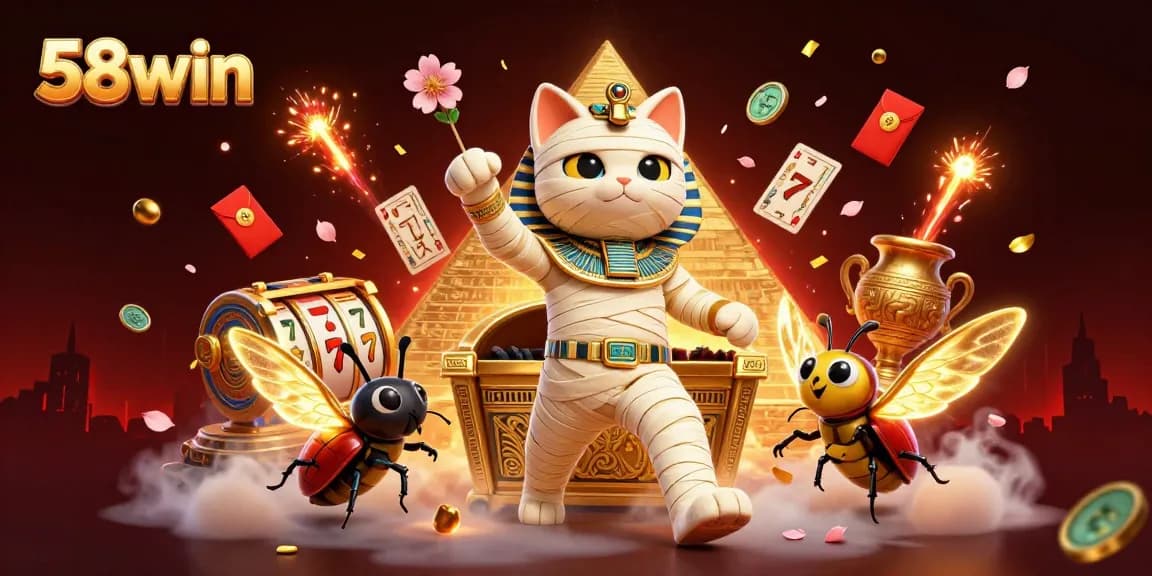 Experience thrilling gameplay at 58win with dynamic slot reels and vibrant casino elements.