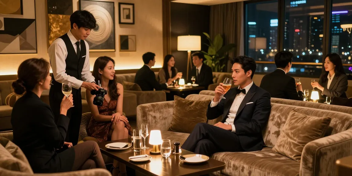 강남블랜딩에서 고급스러운 분위기 속 대화하는 모습을 담은 이미지