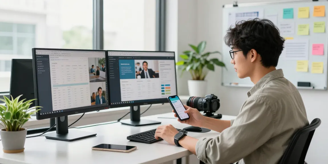 SNS王子によるソーシャルメディア管理シーン、若いプロフェッショナルがオフィスでデータ分析を行っています。