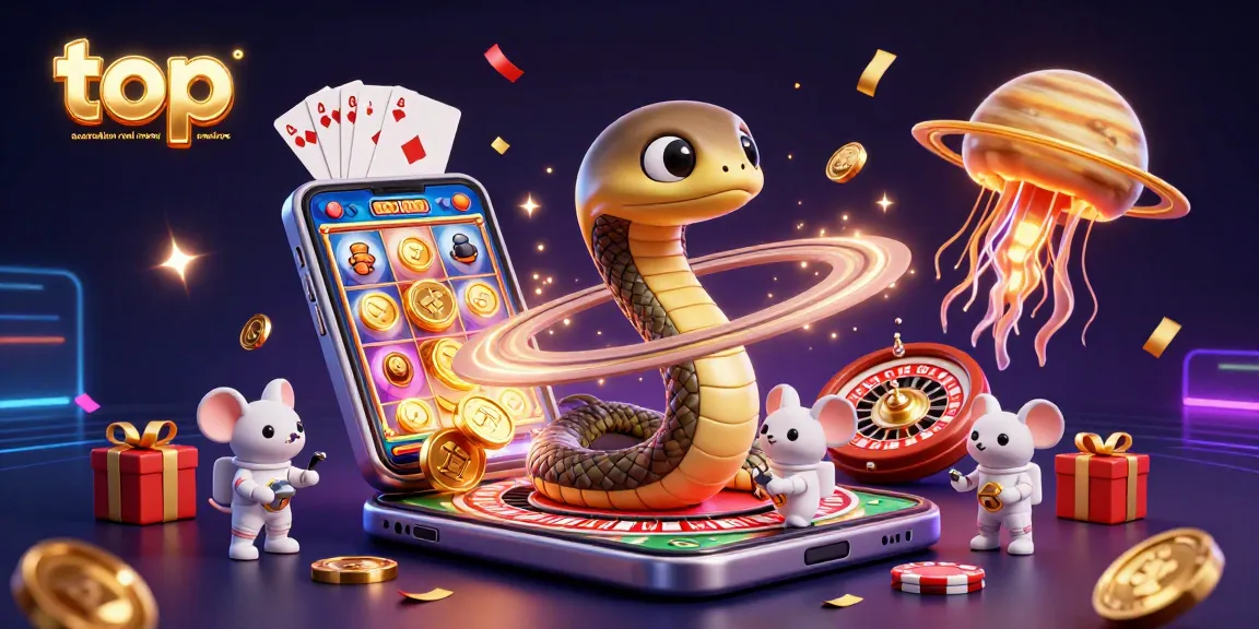 Engaging scene of top australian real money online casinos with characters at a cosmic roulette wheel.