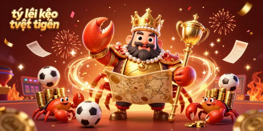 Experience thrilling tỷ lệ kèo trực tuyến with a golden crab emperor in a lively sports betting environment.