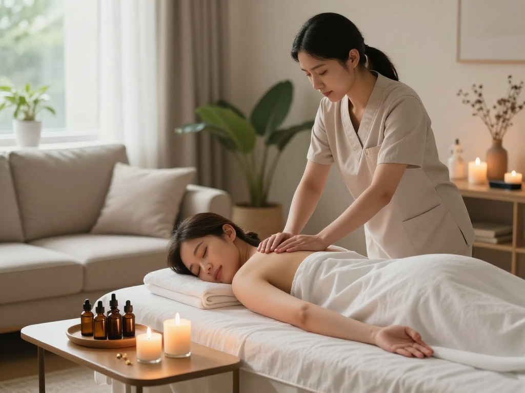 Experience 광명출장안마 from a skilled therapist in a calming home setting, with aromatic oils and soothing atmosphere.