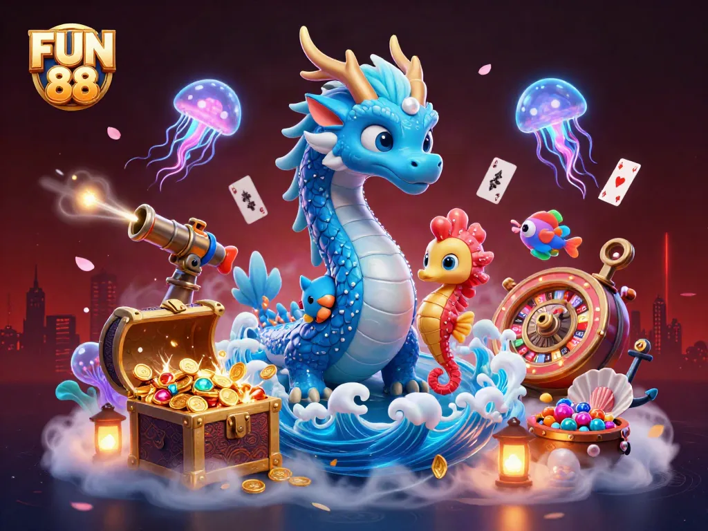 Experience thrilling moments with FUN 88 in this ultra-detailed underwater casino adventure.