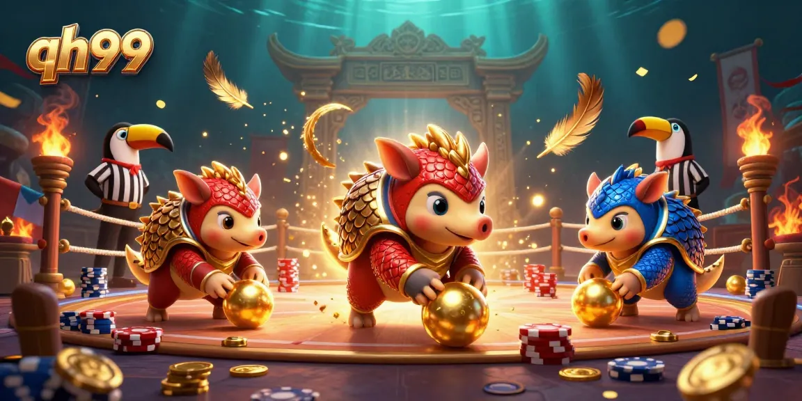 Compete with qh99's dynamic pangolin duel in this vibrant and engaging casino scene.