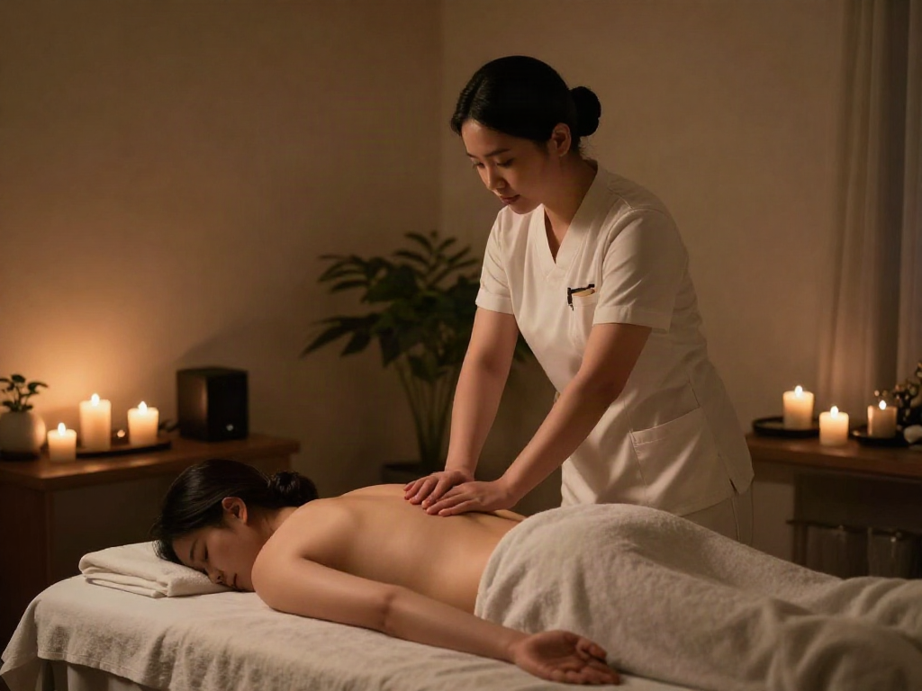 Relaxing 성남출장마사지 experience in a serene massage room with soothing ambiance.