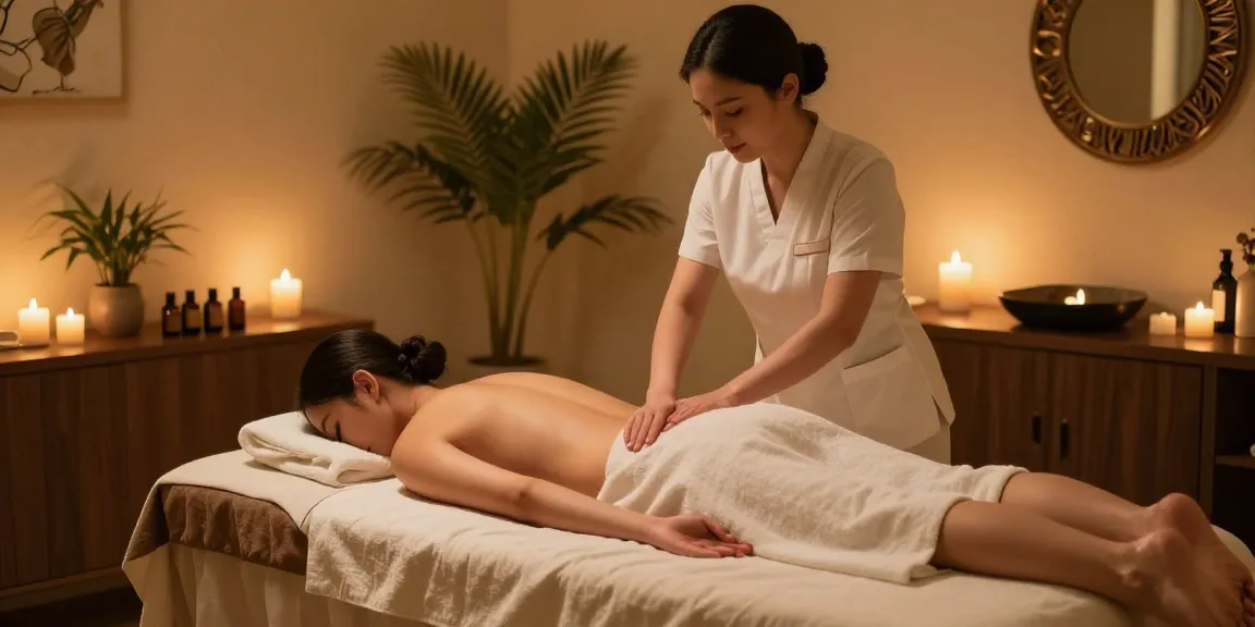 강남스웨디시 마사지를 받는 고객과 치료사, 아늑한 분위기의 마사지 스튜디오에서 제공되는 전문적인 서비스.