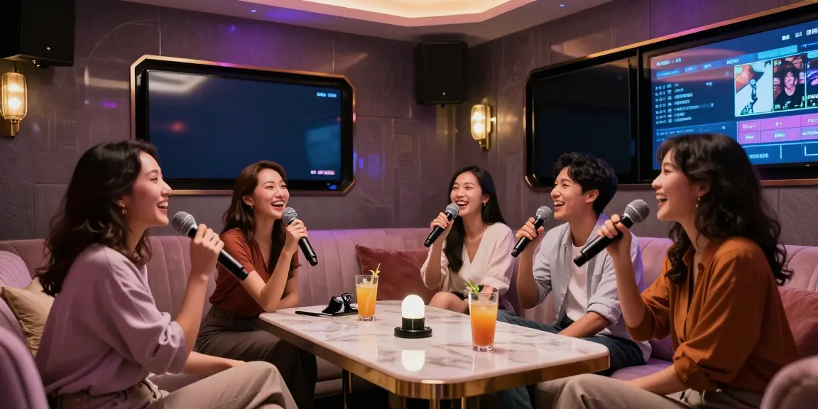 강남달토의 고급스러운 가라오케 공간에서 친구들이 즐거운 시간을 보내고 있는 모습