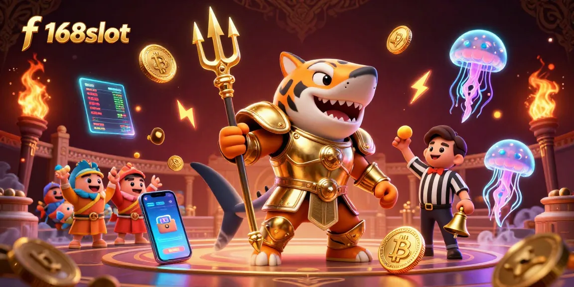 Win huge at f168slot with our vibrant underwater colosseum featuring a gladiator shark!