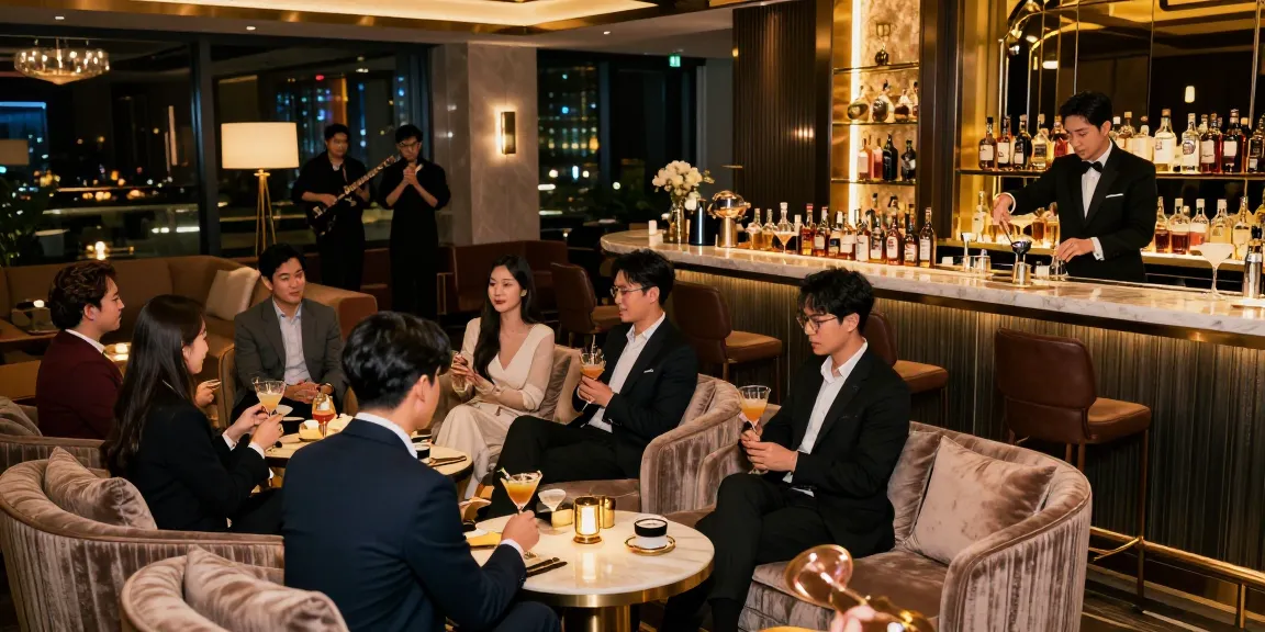 강남구구단의 고급스러운 분위기에서 즐거운 시간을 보내는 사람들의 모습