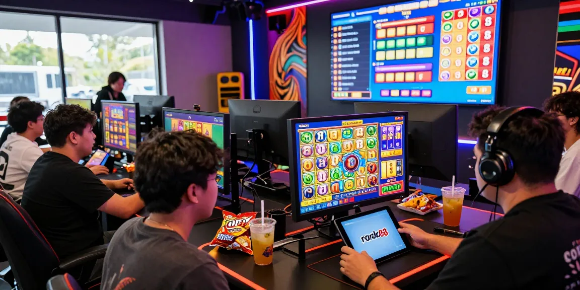 Players enjoying rokok88 slot games in a vibrant, energetic environment.