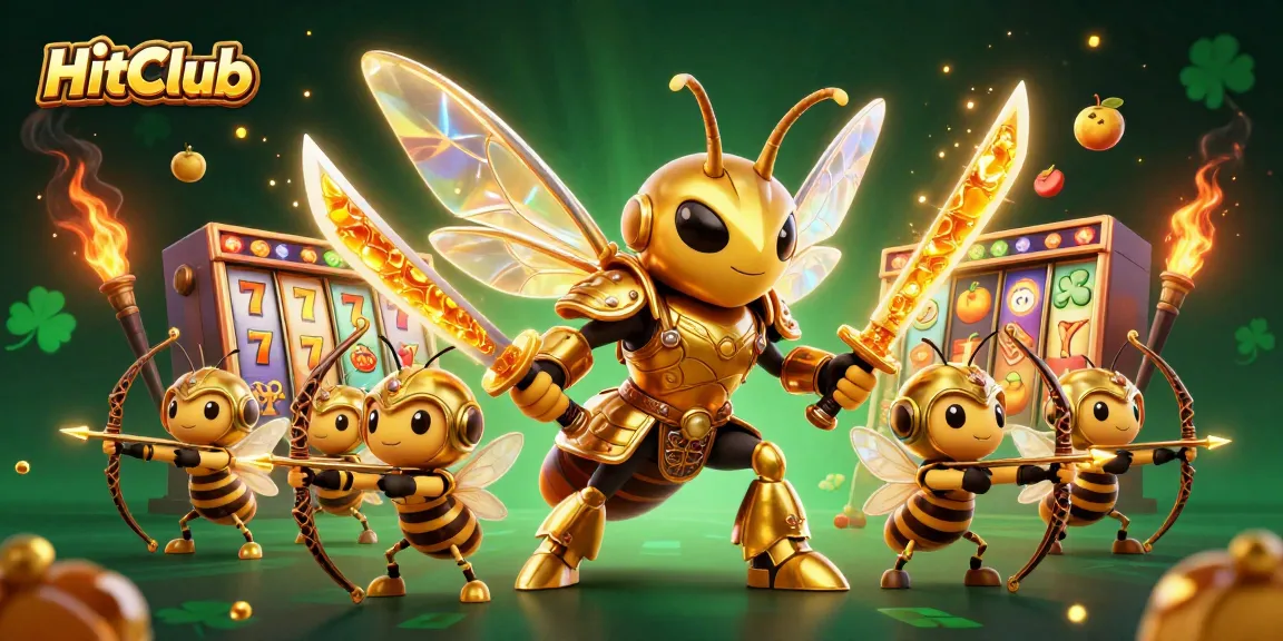 HitClub showcases an exciting online casino atmosphere with dynamic slot reels and colorful characters.