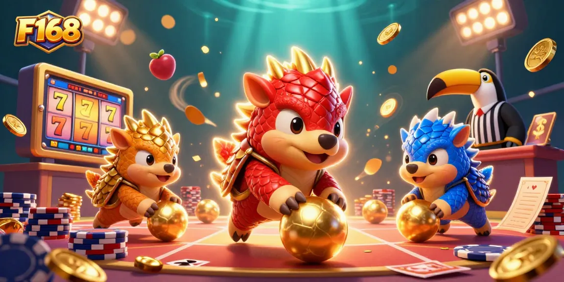 Spin and win big at F168 with colorful slot reels and pangolin rivals gaming.