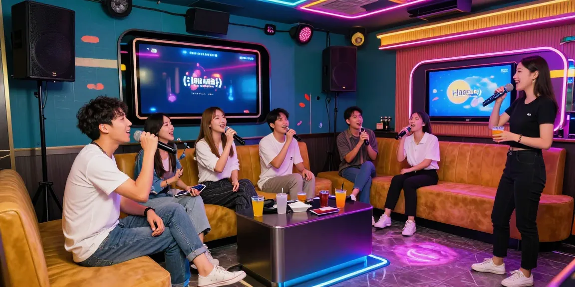 강남 달토의 화려한 가라오케 분위기에서 친구들과 함께 노래를 부르는 장면