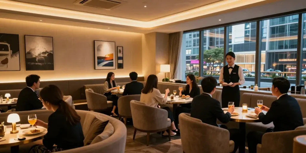 강남 타이밍의 고급스러운 내부 인테리어와 따뜻한 분위기