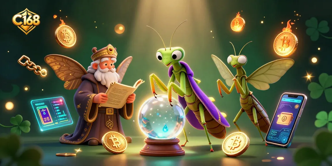 C 168 engages players with vibrant casino elements and animated fortune teller characters in a mystical setting.