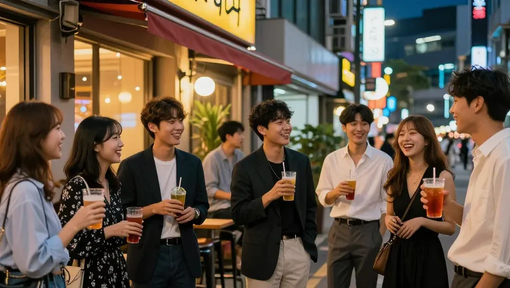 하루이야기 관련 강남에서 즐거운 밤 문화를 즐기는 친구들